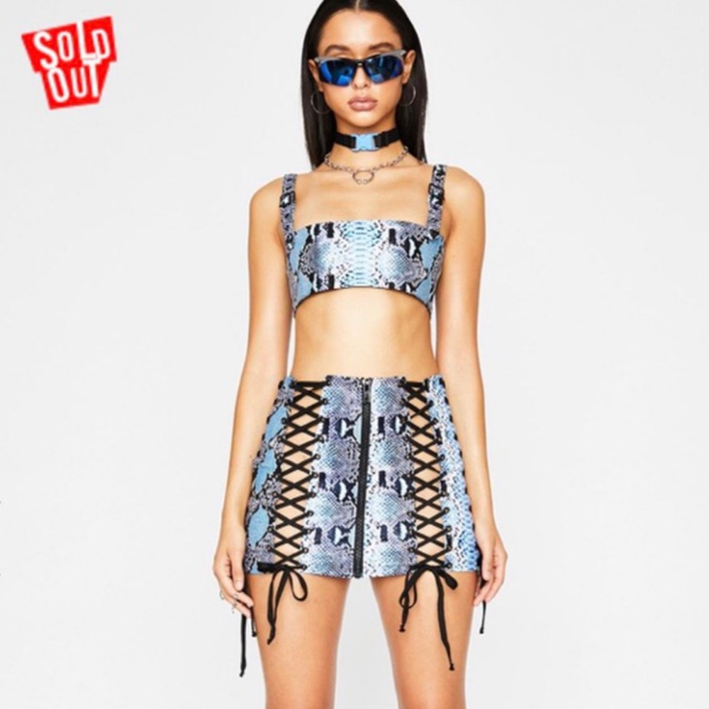 Poster Girl Bossy Bloodline Lace Up Skirt and Top Set